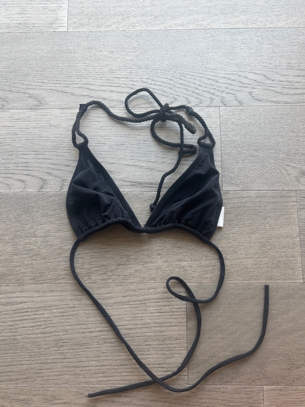 Black Triangle Tie Bikini Top